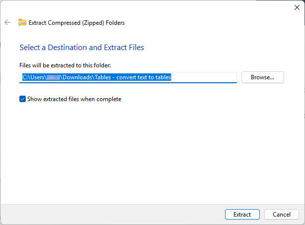 Zip file in download folder